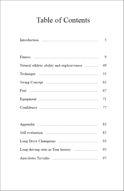 Hitting it Longer table of contents image
